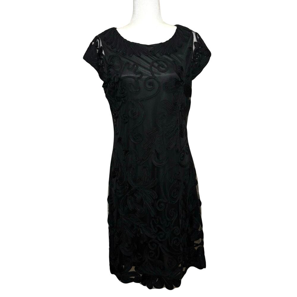 Damee Soutache Mesh Dress Women’s 10 Black A-Line Minimalist Whimsigoth